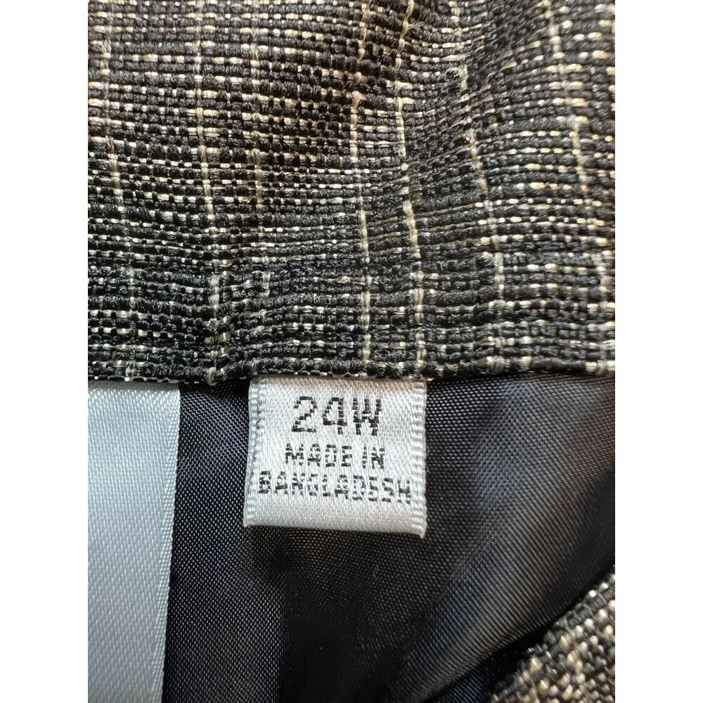 Jones Studio Women's Tweed Pencil Skirt Flat Front Size 24W Tan Back Slit Zip - Picture 4 of 11